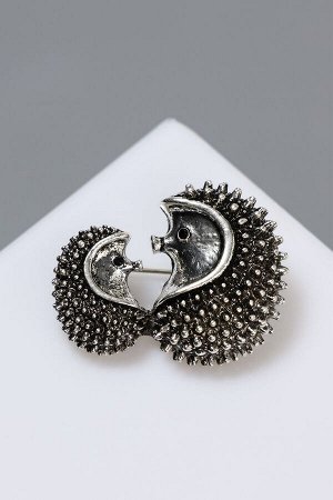 Брошь «Ёжики» мини, чернёная, серебра