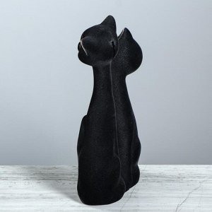 Копилка "Кот Семья", покрытие флок, чёрная, 27 см, микс