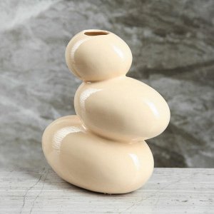 Ваза керамика настольная "Сбалансированные камни", бежевый цвет, 21 см