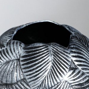 Ваза настольная "Лист", шар серебро , керамика