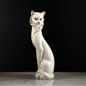 Копилка "Кошка Сиамская",глазурь, белая, 42 см