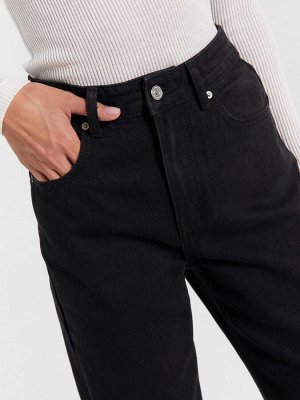 Брюки женские джинсовые wide leg fit в черном цвете