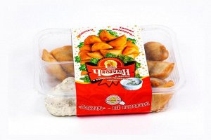 Мини чебуреки с мясом и сливочно-чесночным соусом 320 гр (1/12)