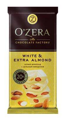 Шок.Ozera белый  цел.минд.White& Extra Almond 90г