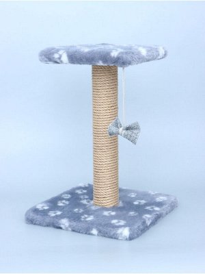 Когтеточка "Полка" с подставкой, 30 х 30 х 40 см, джут,  серая с лапками