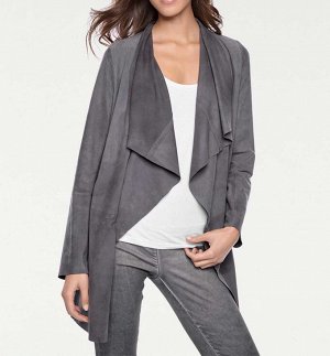 Пальто кожаное, серое