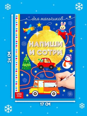 Книжка многоразовая «Напиши и сотри. Для мальчиков», 12 стр., с маркером