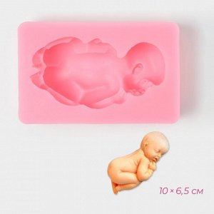 Молд для заливки «Пупсик», силикон, 10x6,5 см, розовый