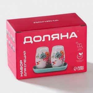 Набор для специй Доляна «Зайка», солонка, перечница, 130 мл, доломит, белый