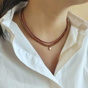 Сет из 2х чокеров: золотистый + бордовый цвета