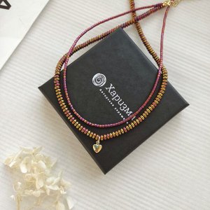 Сет из 2х чокеров: золотистый + бордовый цвета
