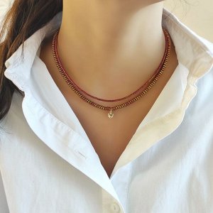 Сет из 2х чокеров: золотистый + бордовый цвета