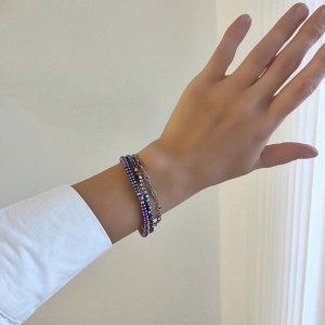 Браслет из гематита фиолетовые + зелёные оттенки