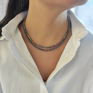 Сет украшений из гематита фиолетовые + зелёные оттенки