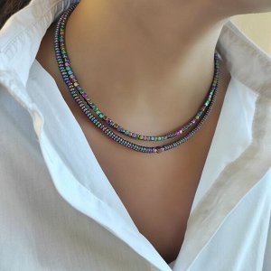 Сет украшений из гематита фиолетовые + зелёные оттенки