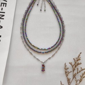 Сет украшений из гематита фиолетовые + зелёные оттенки