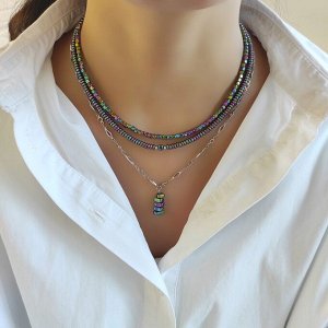 Сет украшений из гематита фиолетовые + зелёные оттенки