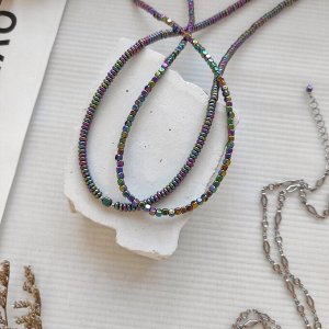 Сет украшений из гематита фиолетовые + зелёные оттенки