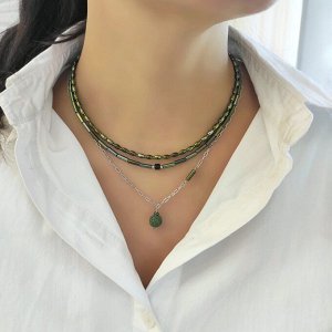 Сет украшений из гематита зелёные травянистые оттенки