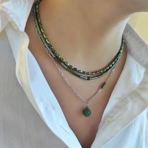 Сет украшений из гематита зелёные травянистые оттенки