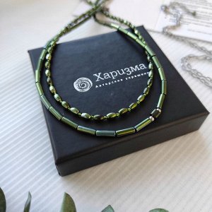 Сет украшений из гематита зелёные травянистые оттенки