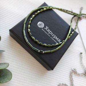 Сет украшений из гематита зелёные травянистые оттенки