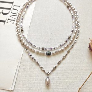 Сет из серого и фиолетового барочного жемчуга и бисера ТОНО