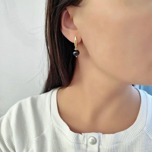 Серьги с темным жемчугом короткие