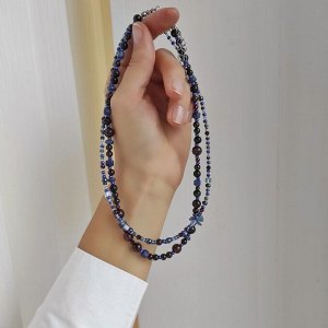 Сет из 2х чокеров из натуральных камней: гранат, лазурит, кианит, авантюрин