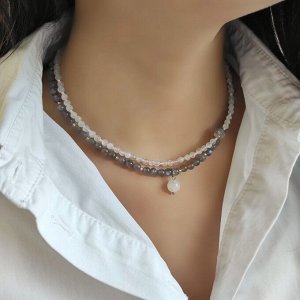 Сет из 2х чокеров: лабрадор и лунный камень