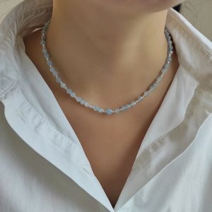 Сет из аквамарина: чокер + колье + цепочка