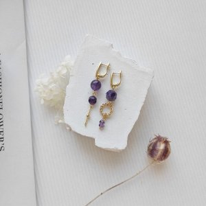 Серьги из аметистов в позолоченой фурнитуре
