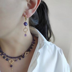 Серьги из аметистов в позолоченой фурнитуре