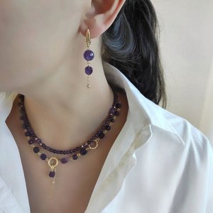 Серьги из аметистов в позолоченой фурнитуре