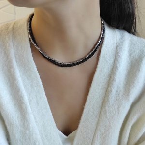 Сет из 2х чокеров: матовый чёрный + серебристый