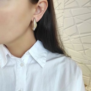 Серьги капли крупные в белом металле