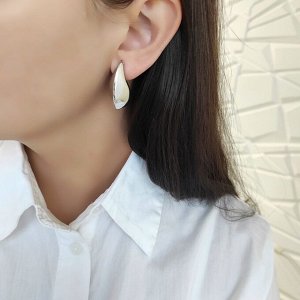 Серьги капли крупные в белом металле