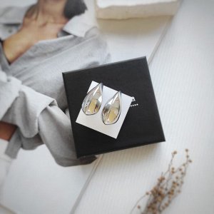 Серьги капли крупные в белом металле
