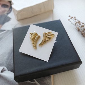 Серьги гвоздик с фианитами позолоченные