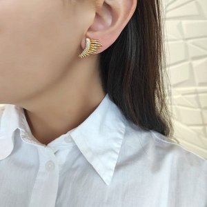 Серьги гвоздик с фианитами позолоченные
