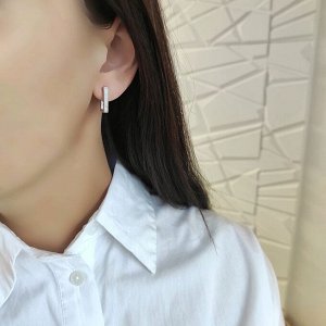Серьги прямоугольные белый металл