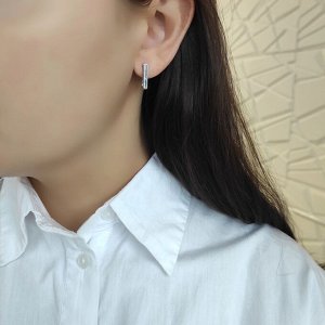 Серьги прямоугольные белый металл