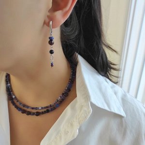 Серьги из натуральных камней: гранат, лазурит, авантюрин