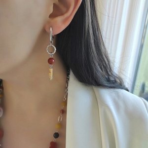 Серьги с яшмой Мукаит и красной яшмой