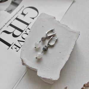 Серьги из лабрадора и лунного камня