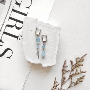 Серьги из аквамарина