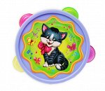 Бубен большой &quot;Пляшут нотки&quot; Милый котенок 14*14*3 см.