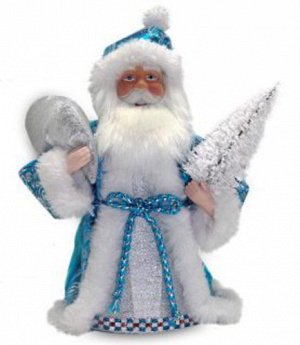 Ди8728 949133--Дед Мороз под елку, 25 см. голубой, пакет