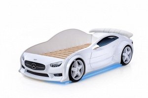 Кровать-машина Мерседес EVO ,объемная 3D ,цвет  белый (матрас, подсветка дна входят в комплект)
