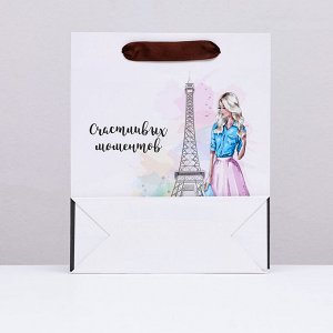 Пакет ламинированный вертикальный «Романтика Парижа», 21x25x8 см